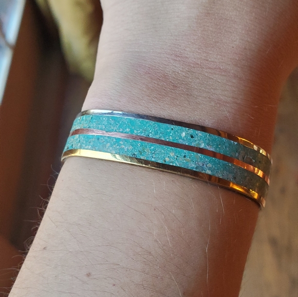 *RARE* Vintage Mexican Turquoise Cuff Bracelet - Picture 5 of 16